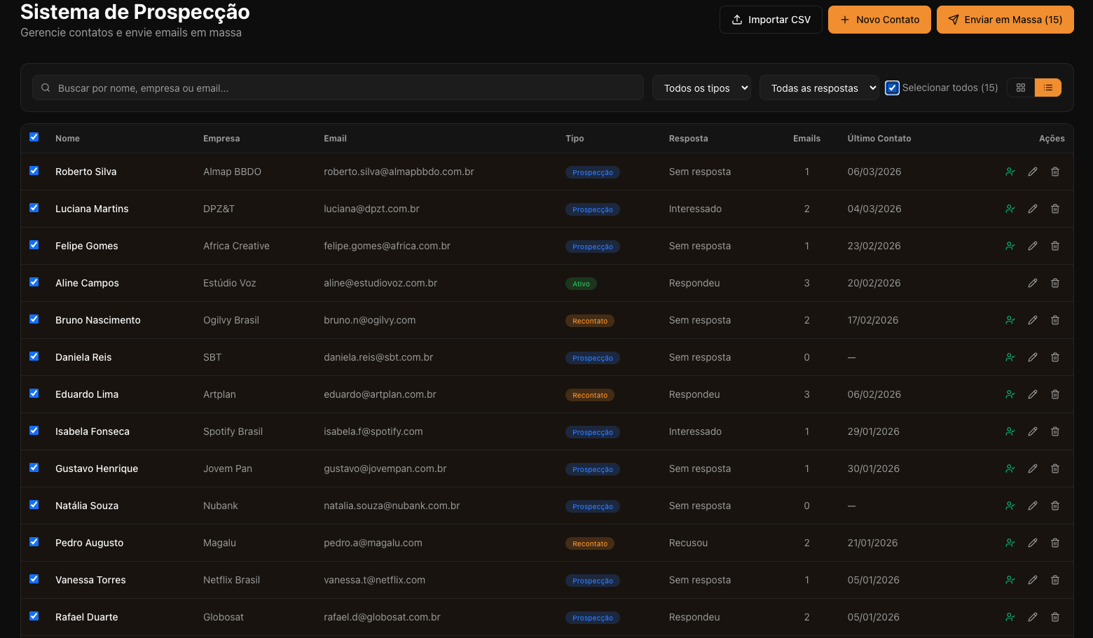 Prospecção - Gerencie seus contatos